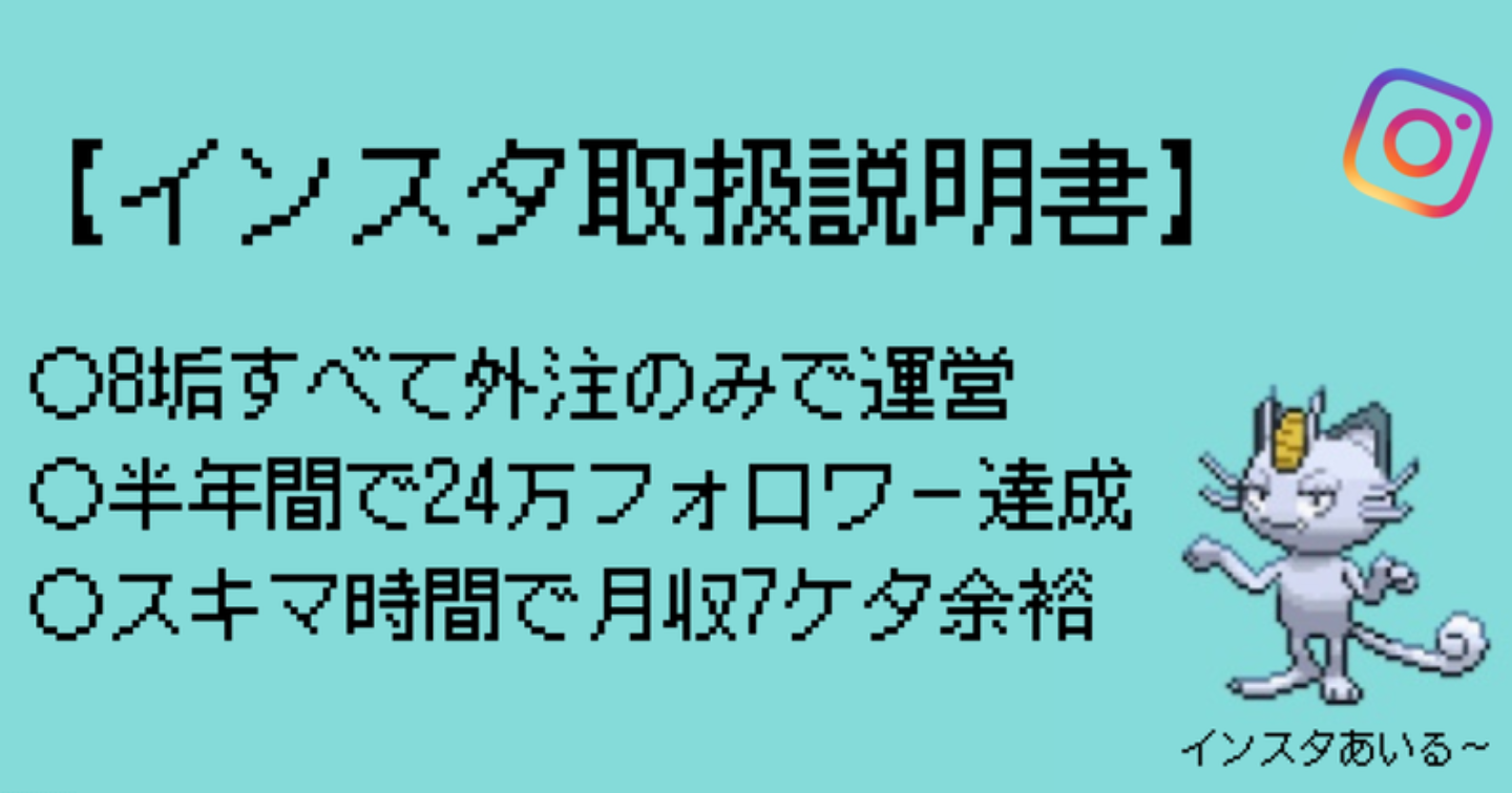 【取扱説明書】8垢すべて外注のみで運営し、半年間でインスタ総24万フォロワーを達成した経験を元に作成しました。