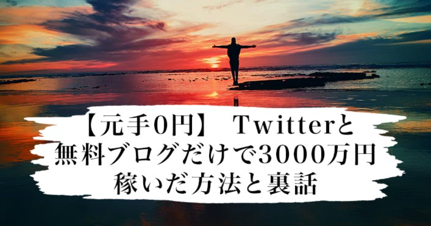 【元手0円】 Twitterと無料ブログだけで3000万円稼いだ方法と裏話