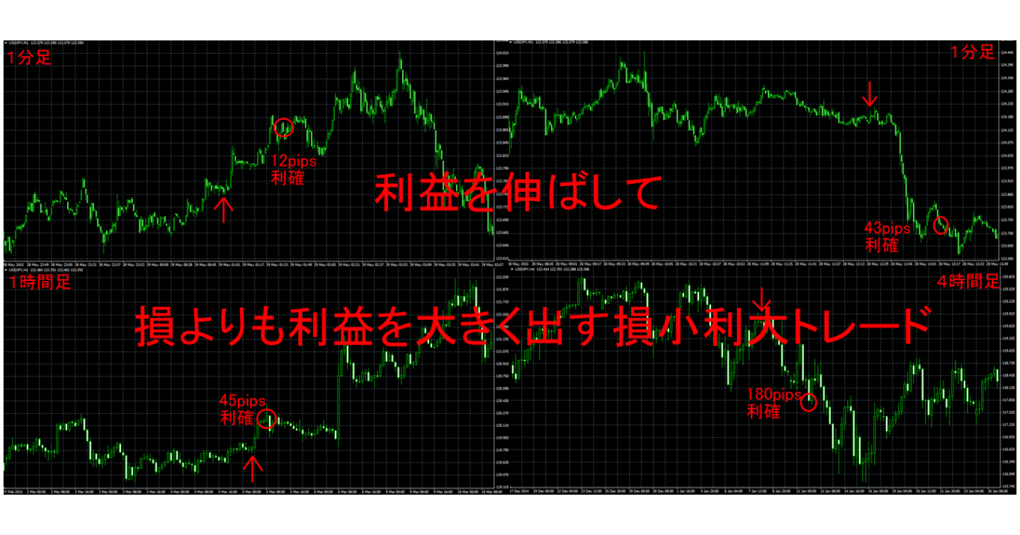 利益を伸ばして　損よりも利益を大きく出す損小利大トレード