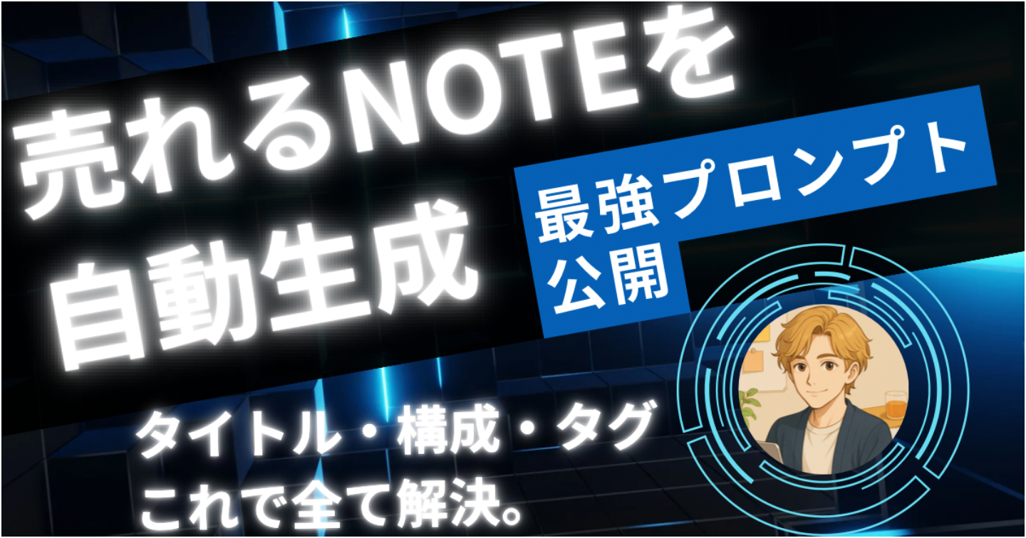 【永久保存版】noteのネタ・構成・SEO・タグを一発で自動化！最強プロンプト