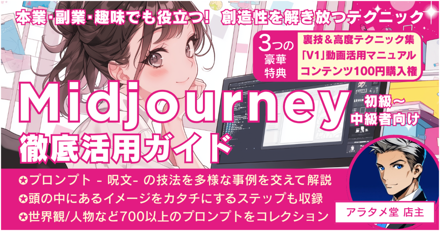 Midjourney徹底活用ガイド［初級〜中級者向け］本業・副業・趣味でも役立つ！創造性を解き放つテクニック