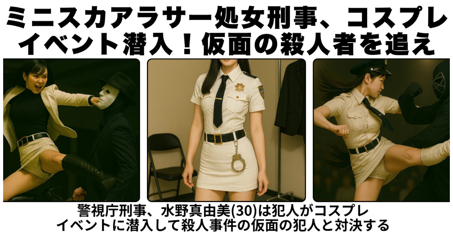 ミニスカアラサー処女刑事、コスプレイベント潜入！仮面の殺人者を追え