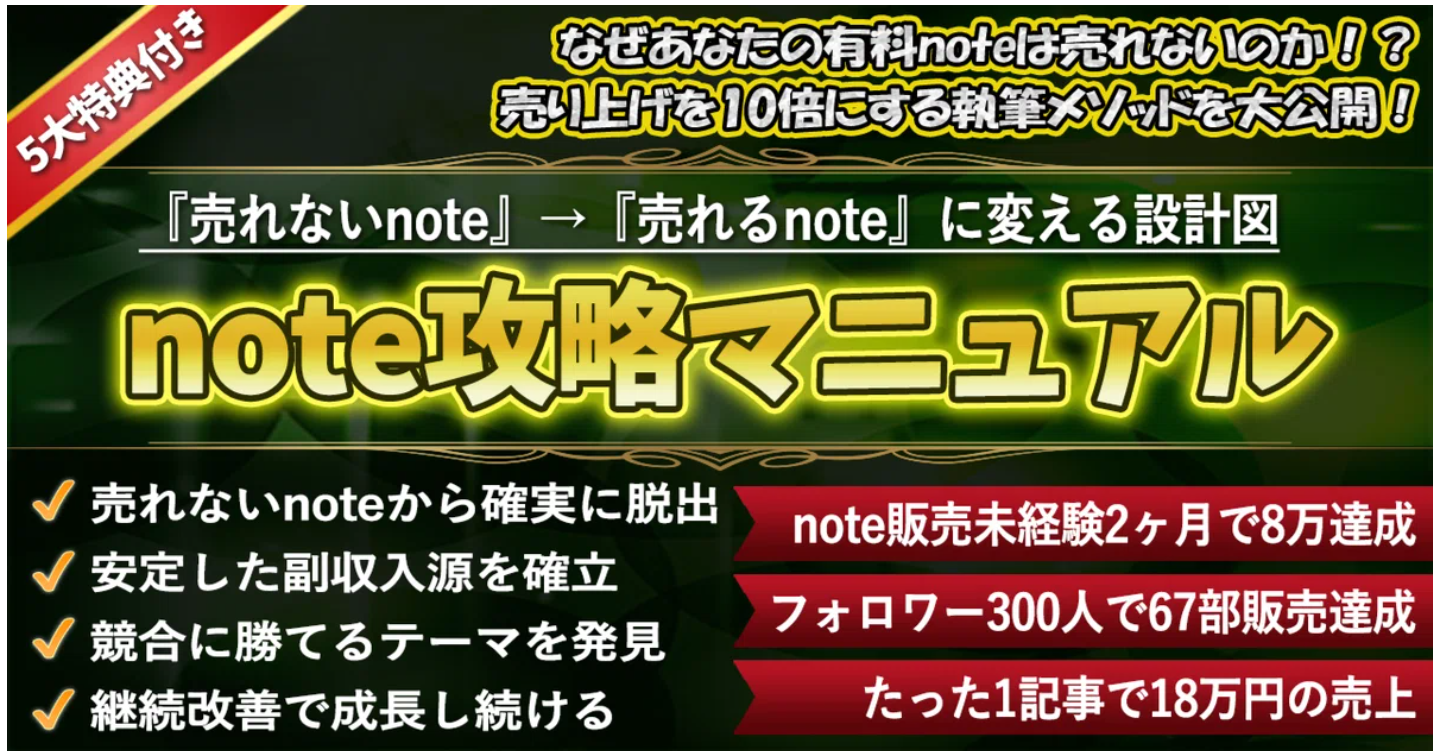 「なぜ有料noteが売れないの？」note売り上げを10倍にする執筆メソッド『note攻略マニュアル』