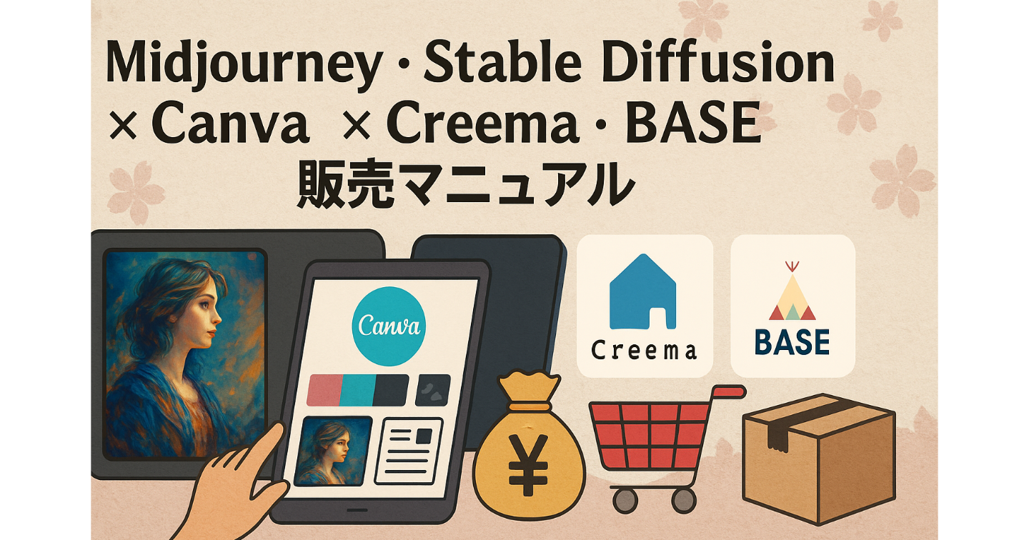 💸AI利用で今一番稼げるのはコレ⁉🎨『Midjourney』BASE・Creema活用で💥月5万円を楽々目指せる副業マニュアル 📲 💸✨