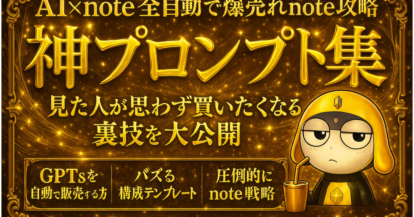 【AI×note 全自動で売れまくるnoteをつくる超裏技プロンプト集】（豪華特典付き）