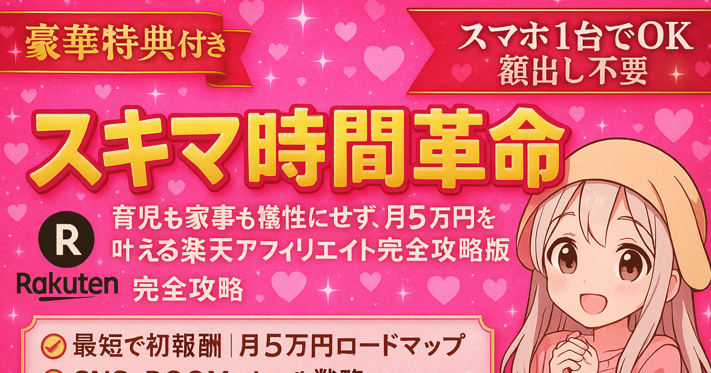 【スキマ時間革命副業はじめたいママへ】育児も家事も犠牲にせず、月5万円を叶える楽天アフィリエイト完全攻略版