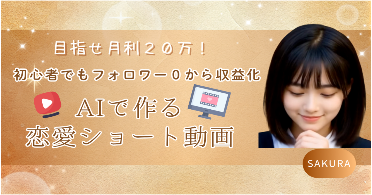 【初心者向け！】AIで作る恋愛ショート動画！初心者でもフォロワー0から収益化