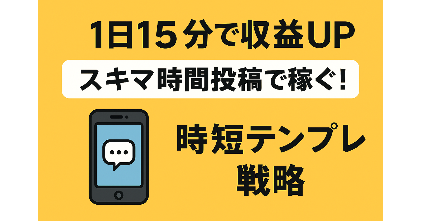 【1日15分で収益UP】スキマ時間投稿で稼ぐ！時短テンプレ戦略