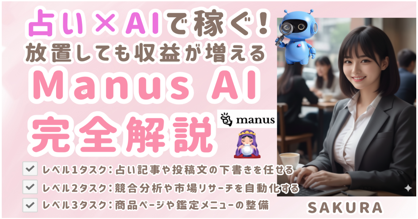「占い×AIで稼ぐ！放置しても収益が増える『Manus AI副業術』完全解説」