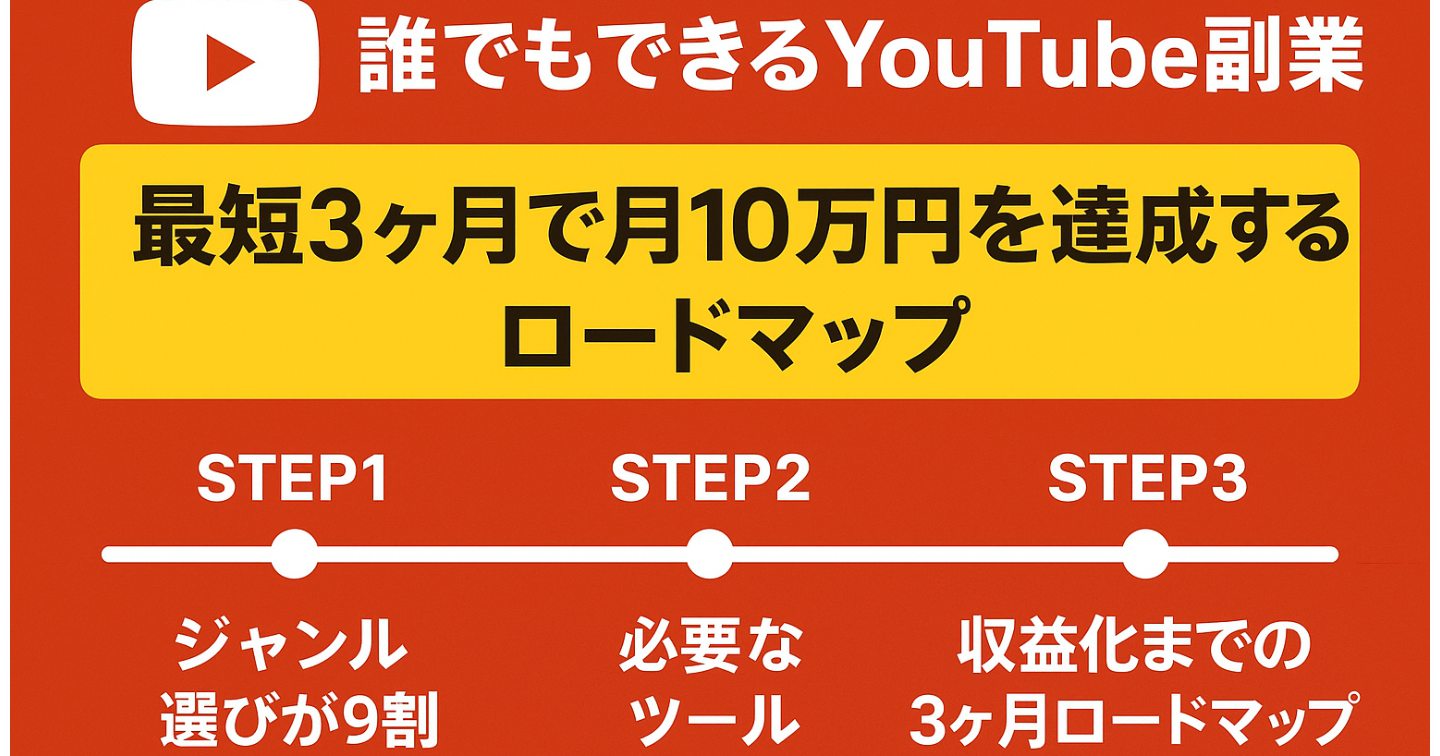 YouTube副業：最短3ヶ月で月10万円を達成するロードマップ