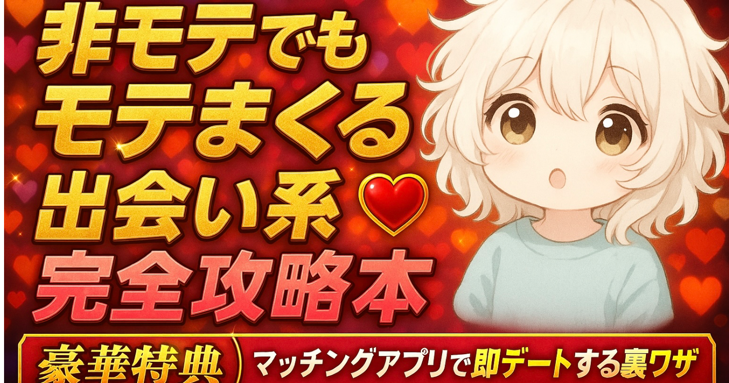 知らないと一生出会えない‼︎マッチングアプリで《非モテでもモテまくる》出会い系完全攻略本