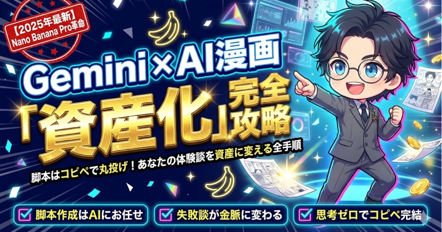 【新時代】Nano Banana Pro革命！Geminiに脚本を書かせて、あなたの体験をAI漫画にする全手順