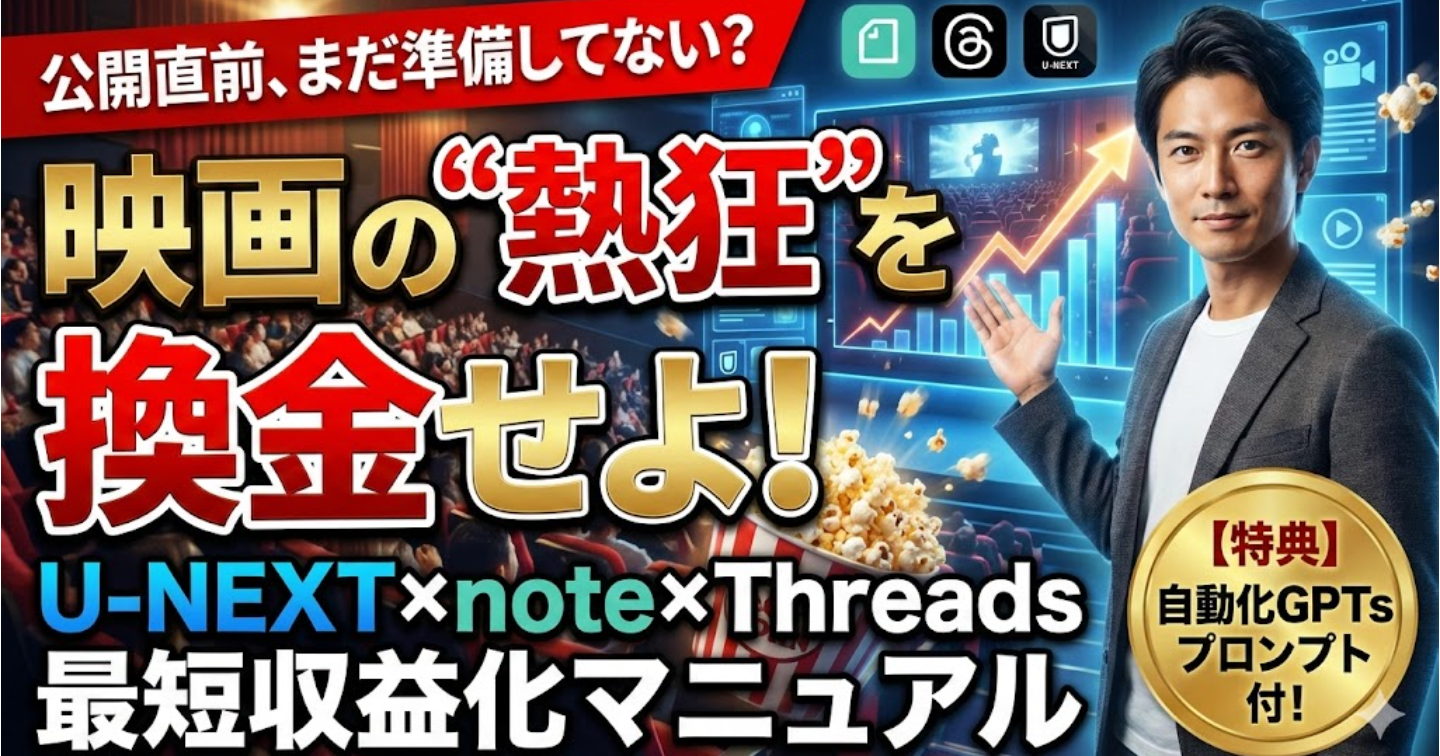 映画公開に乗る！U-NEXT×note×Threadsで"熱い瞬間"を収益化する完全マニュアル