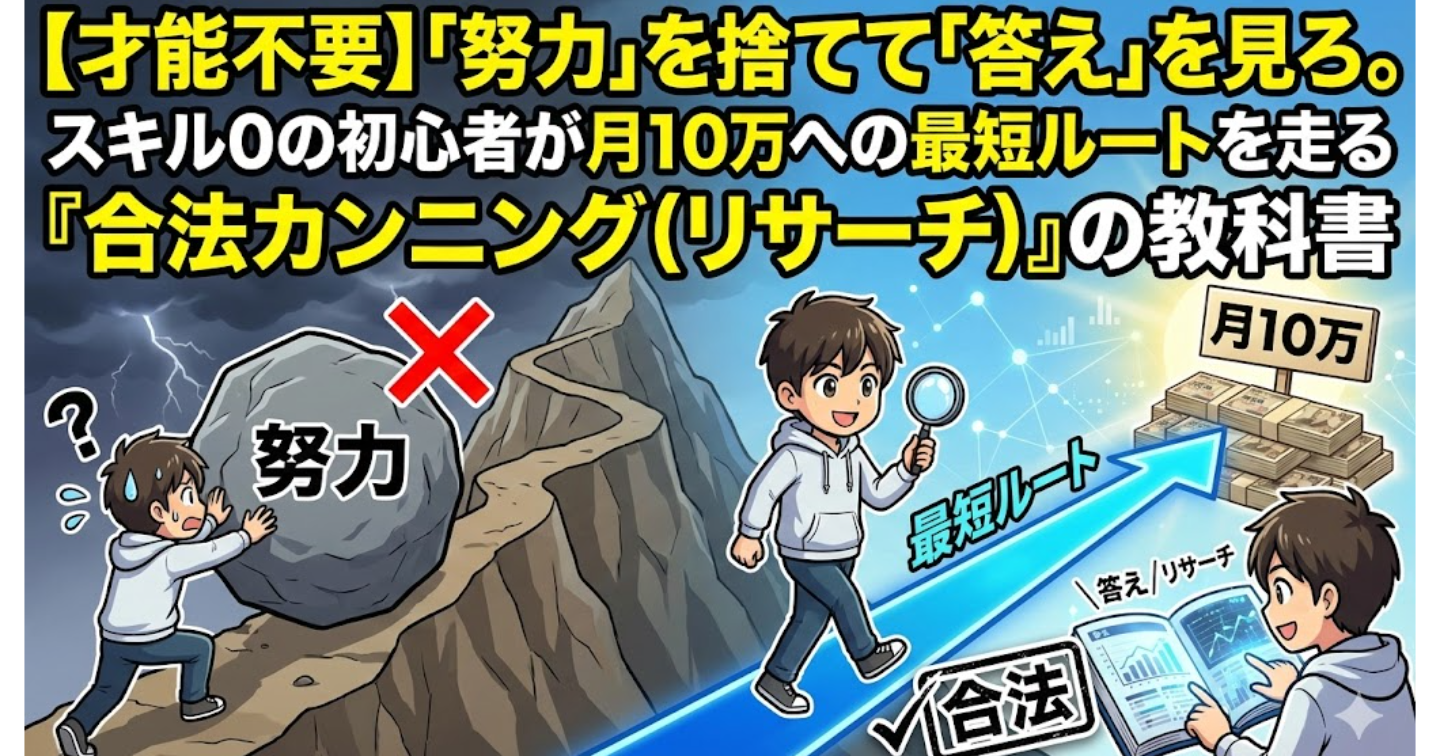 【才能不要】「努力」を捨てて「答え」を見ろ。スキル0の初心者が月10万への最短ルートを走る『合法カンニング（リサーチ）』の教科書