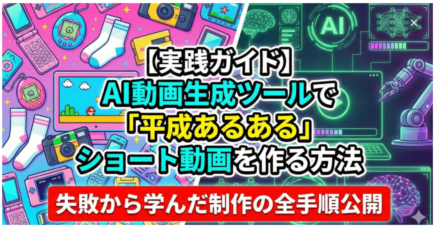【実践ガイド】AI動画生成ツールで「平成あるある」ショート動画を作る方法｜失敗から学んだ制作の全手順公開