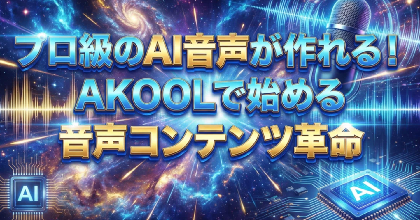 【完全無料】プロ級のAI音声が作れる！AKOOLで始める音声コンテンツ革命