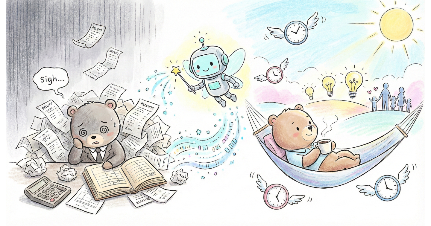 【完全保存版】領収書の山を「写メして捨てる」だけ。月額数百円のAI社員を雇って、年間12時間の自由を手に入れる方法