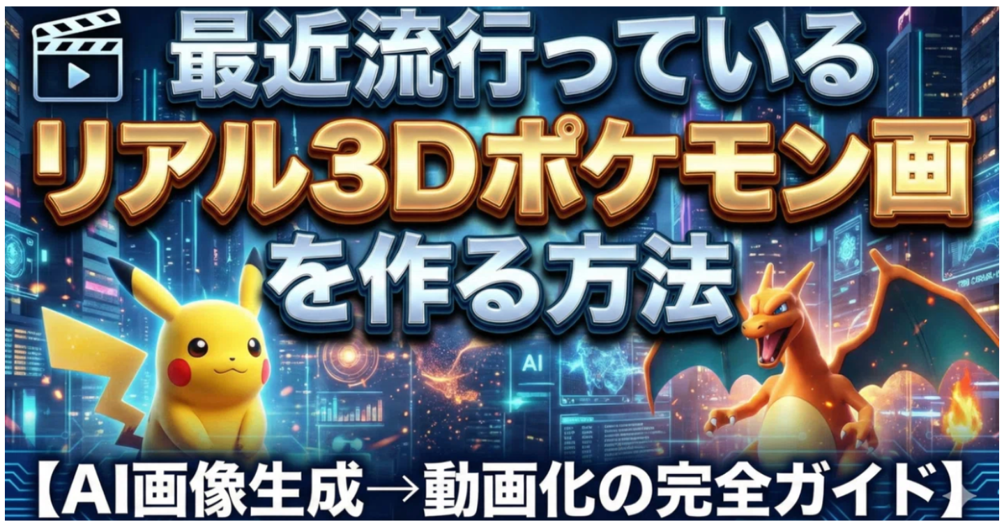 🎬 最近流行っているリアル3Dポケモン動画を作る方法【AI画像生成→動画化の完全ガイド】