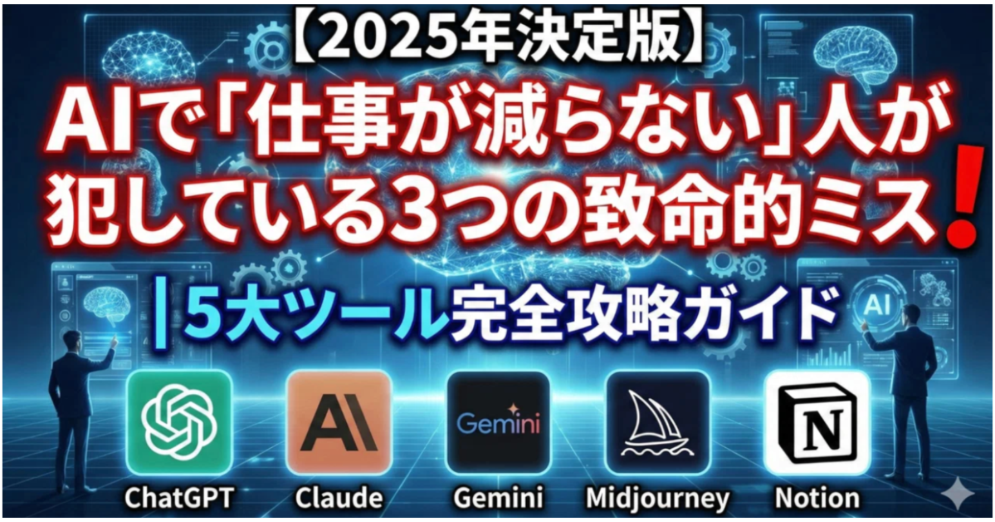 【2025年決定版】AIで「仕事が減らない」人が犯している3つの致命的ミス｜４大ツール完全攻略ガイド