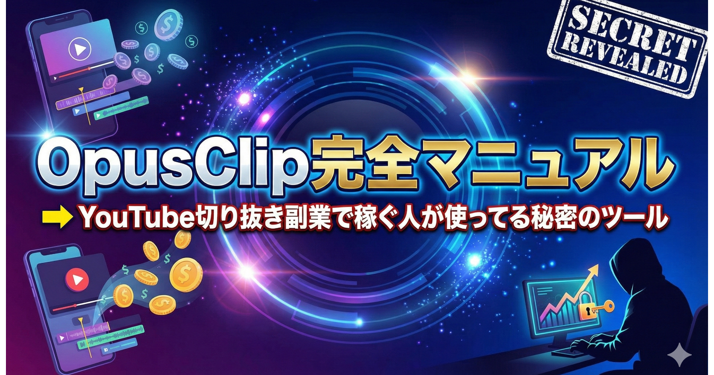 OpusClip完全マニュアル → YouTube切り抜き副業で稼ぐ人が使ってる秘密のツール