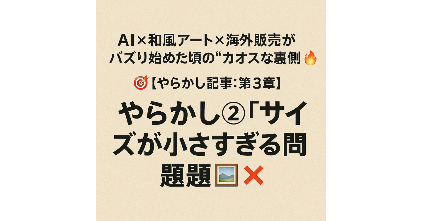 AI × 和風アート × 海外販売がバズり始めた頃の“カオスな裏側”🔥🎯【やらかし記事：第3章】やらかし②「サイズが小さすぎる問題」🖼❌