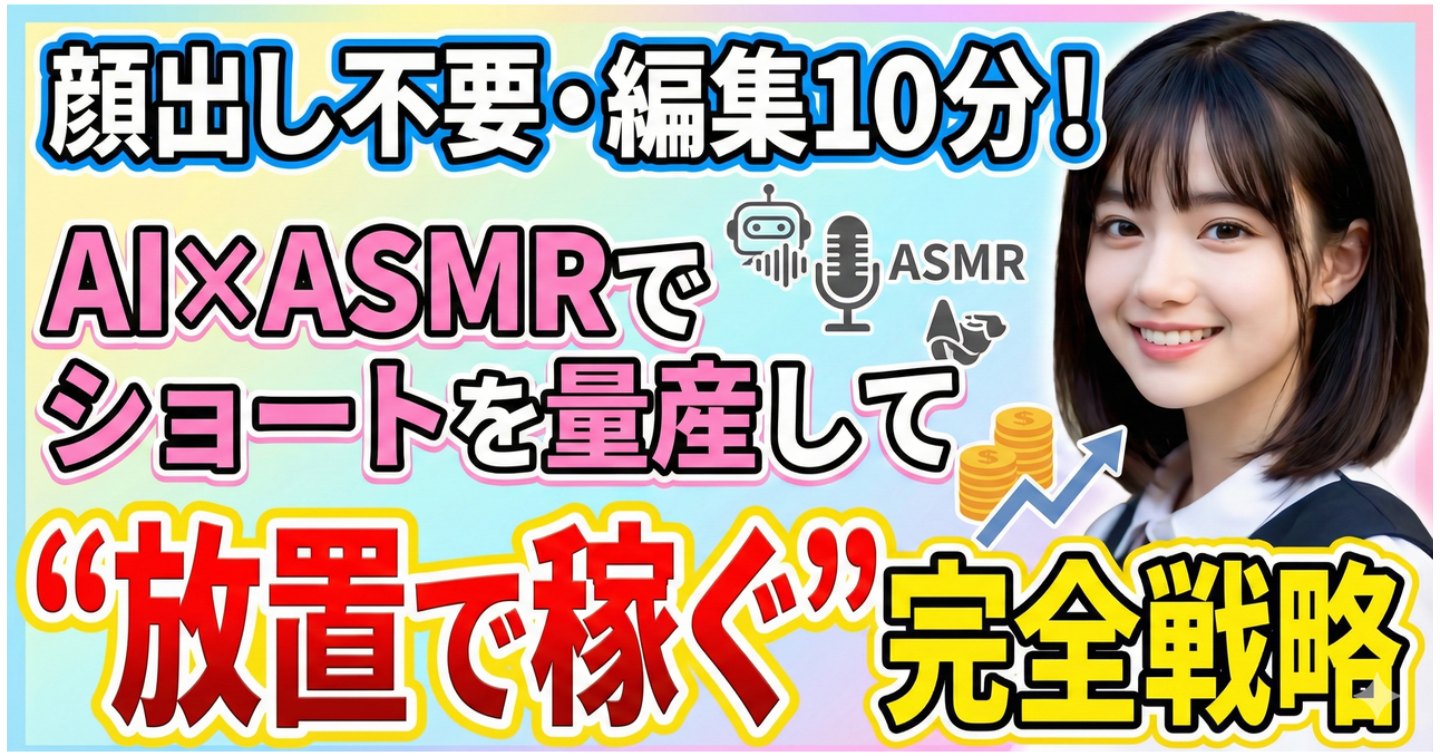 顔出し不要・編集10分！AI×ASMRでショートを量産して“放置で稼ぐ”完全戦略