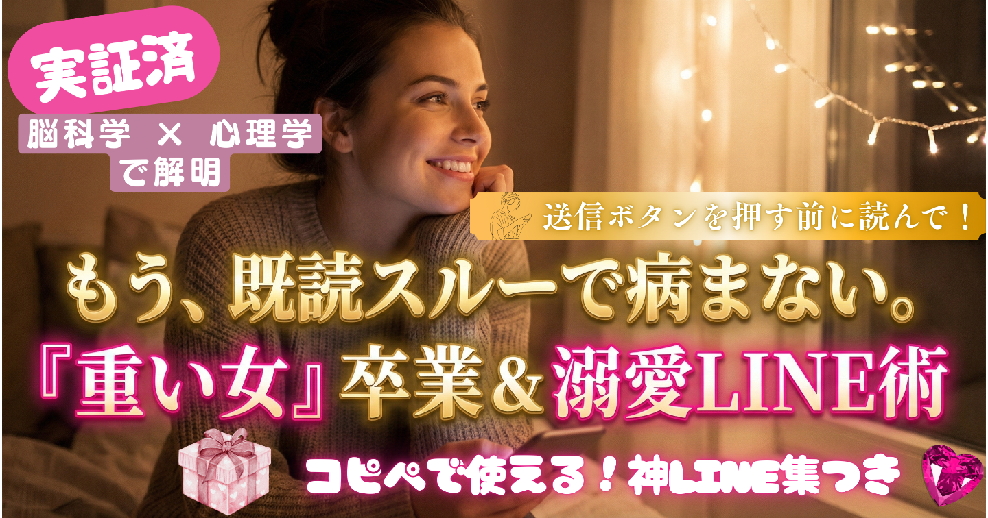 【実証済】既読スルーで病まない！「重い女」を卒業し彼に溺愛される自分軸LINE術【自爆回避チェックリスト・神メッセージ集付】