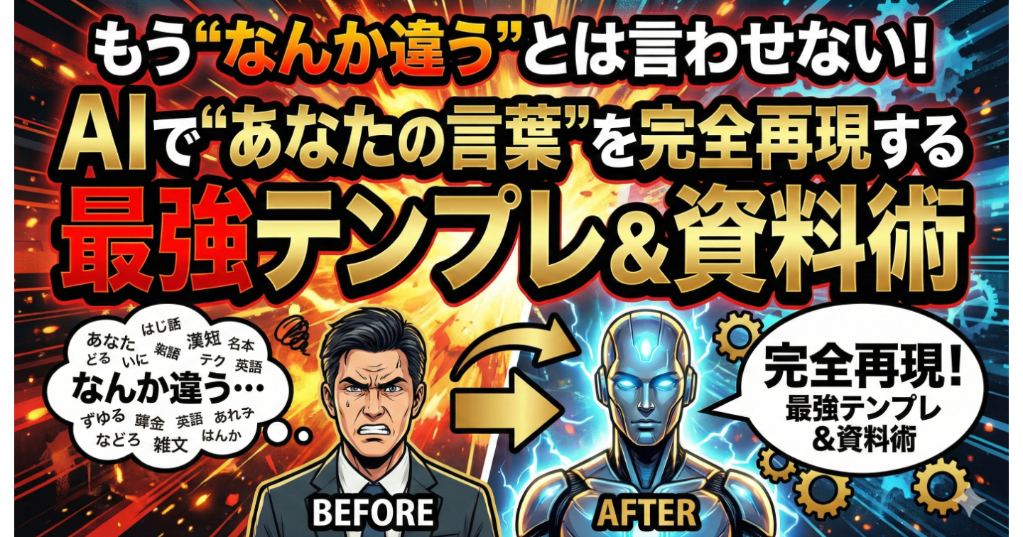 もう“なんか違う”とは言わせない！AIで“あなたの言葉”を完全再現する最強テンプレ＆資料術