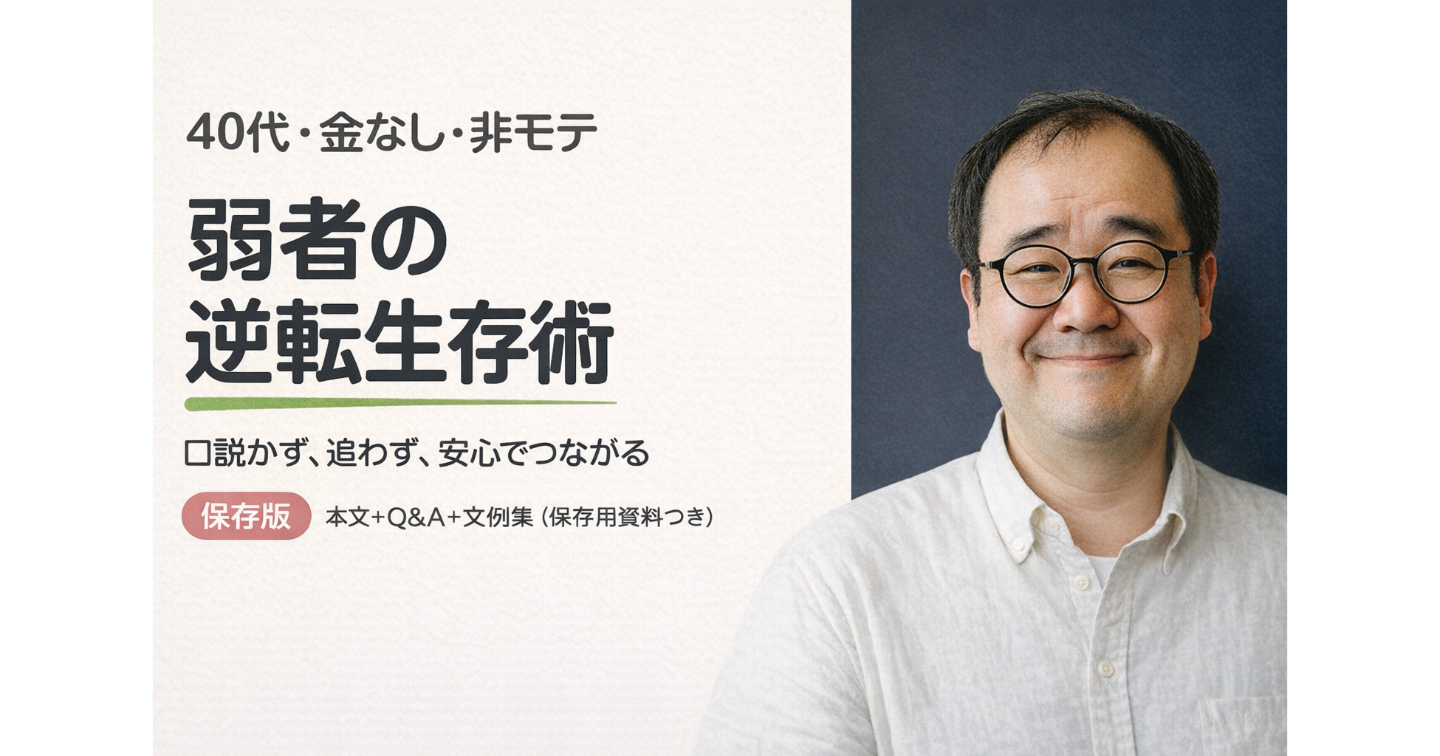 弱者の逆転生存術・実践編：初対面で鎧を脱がせる「安心の作法」