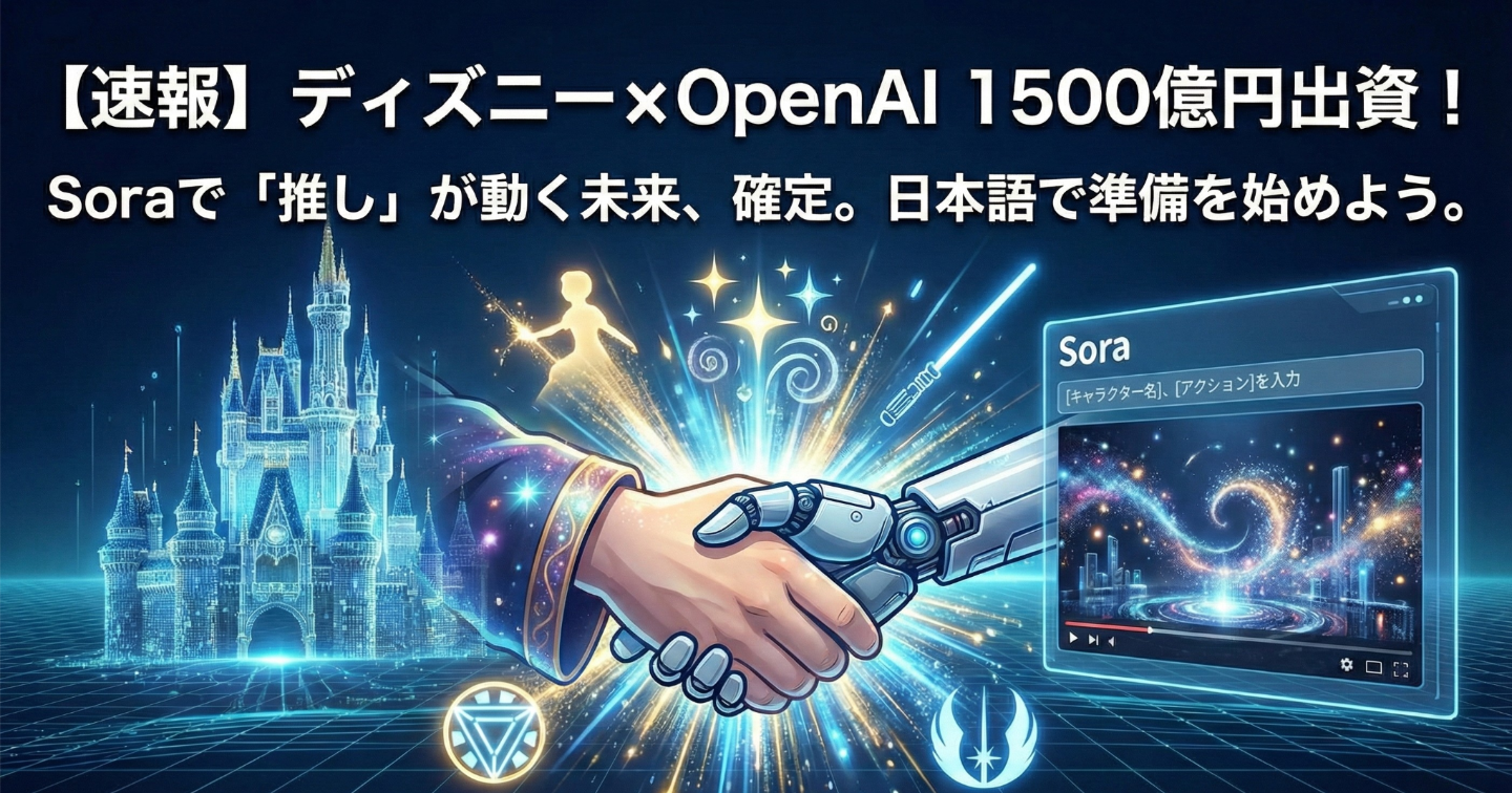 【速報】ディズニーがOpenAIに1500億円出資！Soraでミッキーやアイアンマンが使える未来が確定しました（公式発表の完全翻訳＆要約）