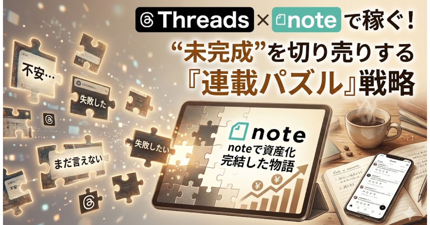 「1ツイート入魂」は捨てなさい。Threads×noteで『未完成の自分』を切り売りして、楽に濃く稼ぐ「連載パズル」戦略