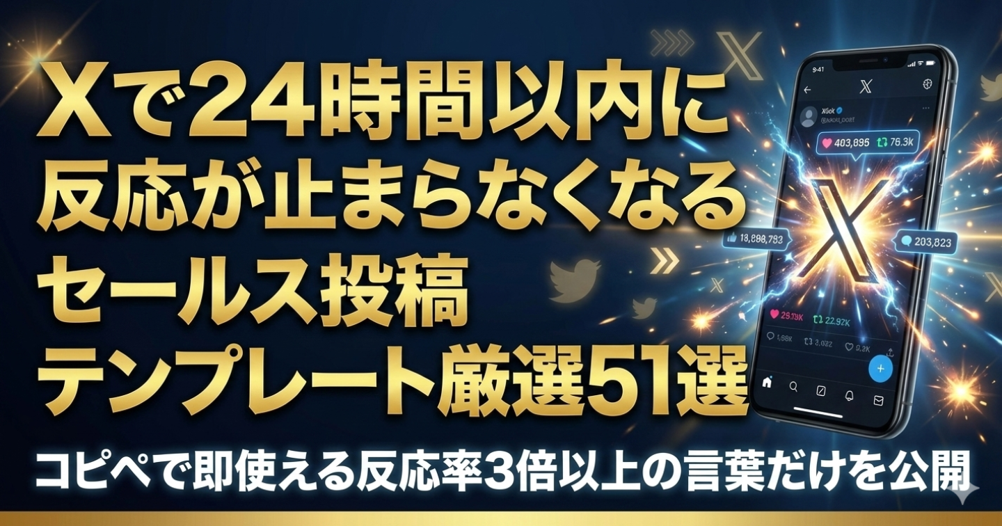 Xで24時間以内に反応が止まらなくなるセールス投稿テンプレート厳選51選