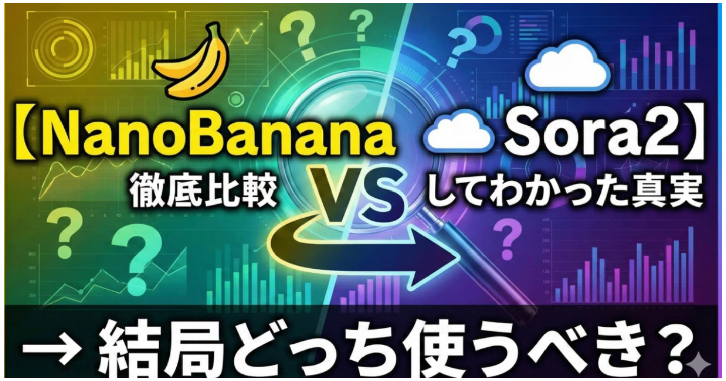 【NanoBanana vs Sora2】徹底比較してわかった真実 → 結局どっち使うべき？