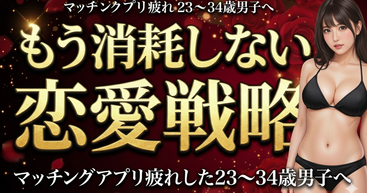 もう消耗しない恋愛戦略：マッチングアプリ疲れした23〜34歳男子のための「少ない出会いでちゃんと結果を出す」実践ロードマップ