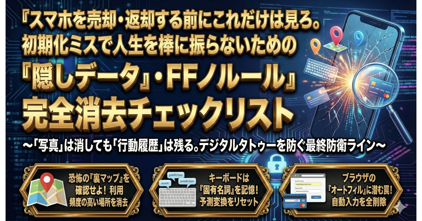 『スマホを売却・返却する前にこれだけは見ろ。初期化ミスで人生を棒に振らないための「隠しデータ」完全消去チェックリスト』