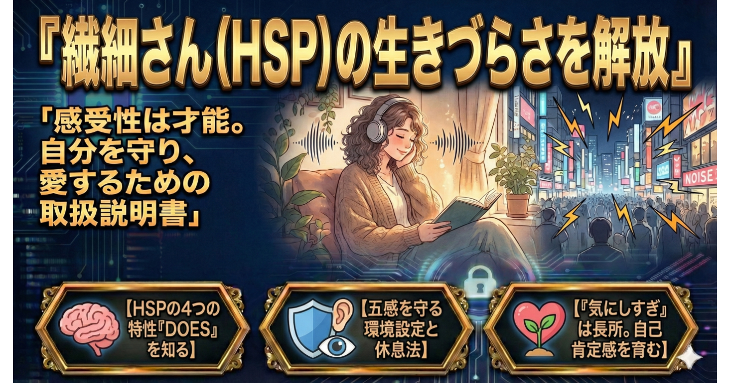 【HSP/繊細さんへ】今日も一日、お疲れ様。「考えすぎて疲れる」がスーッと消える、自分を守るための「心と体の整え方」完全マニュアル