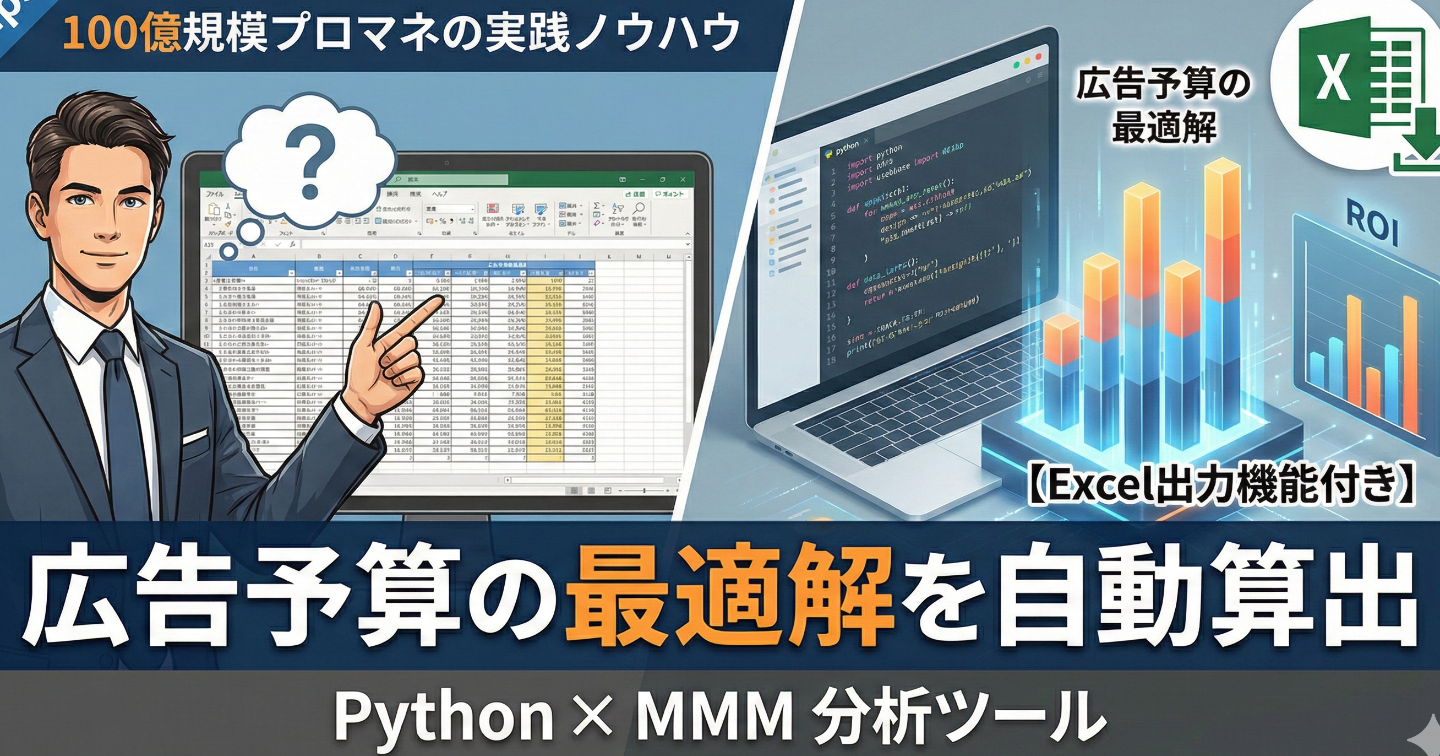 【コピペで完了】Excel脱却。Python×MMMで「広告予算の最適解」を自動算出する分析ツール（Excelレポート出力機能付き）