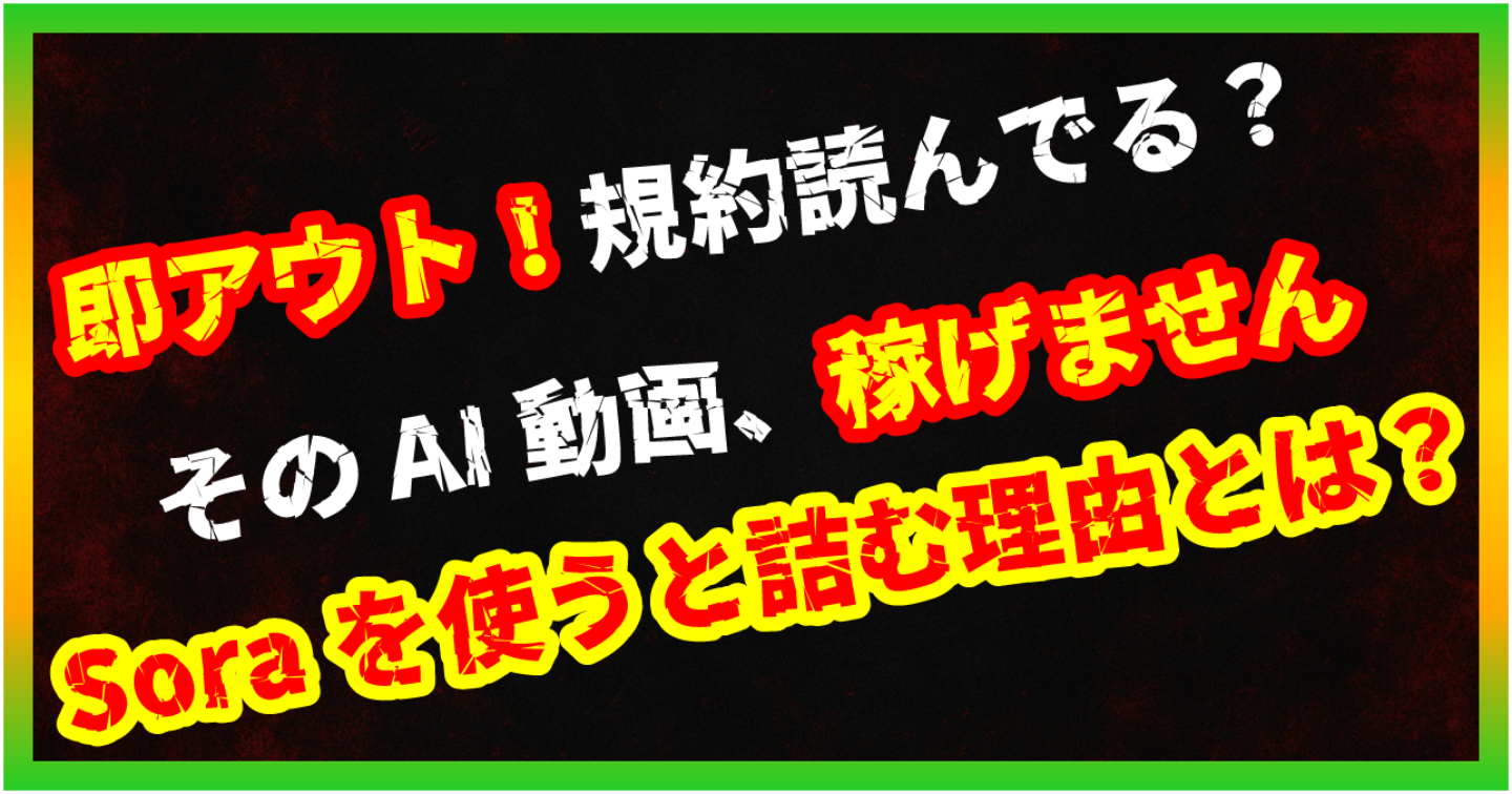 【暴露/AI副業】Sora動画英会話トレーラーは稼げない？商用利用の壁と収益化停止の現実