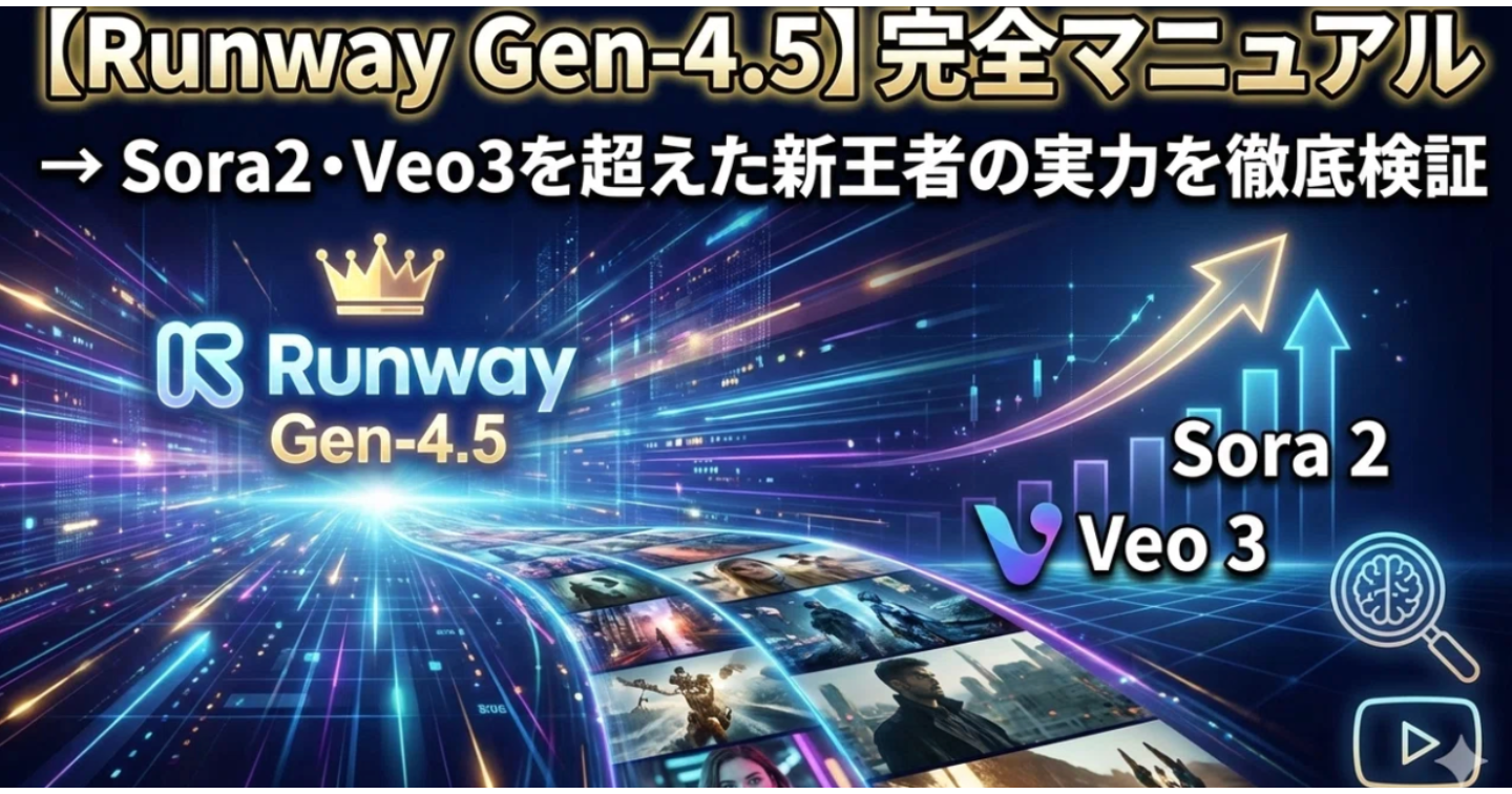 【Runway Gen-4.5】完全マニュアル → Sora2・Veo3を超えた新王者の実力を徹底検証