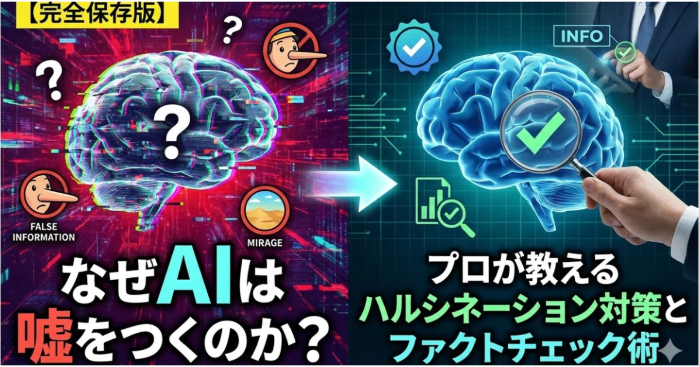 「【完全保存版】なぜAIは嘘をつくのか? → プロが教えるハルシネーション対策とファクトチェック術」