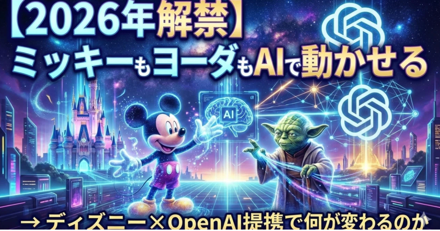 【2026年解禁】ミッキーもヨーダもAIで動かせる → ディズニー×OpenAI提携で何が変わるのか