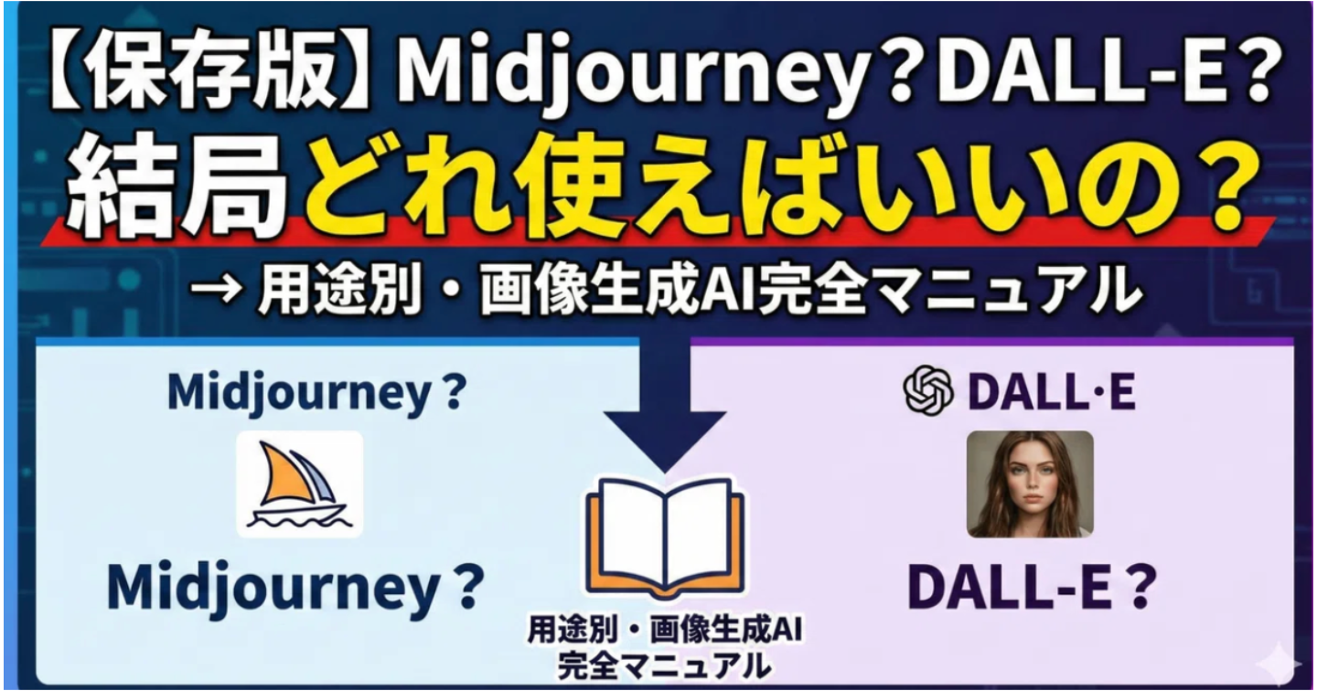 【保存版】Midjourney？DALL-E？結局どれ使えばいいの？ → 用途別・画像生成AI完全マニュアル
