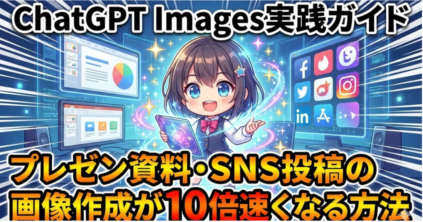 ChatGPT Images実践ガイド → プレゼン資料・SNS投稿の画像作成が10倍速くなる方法