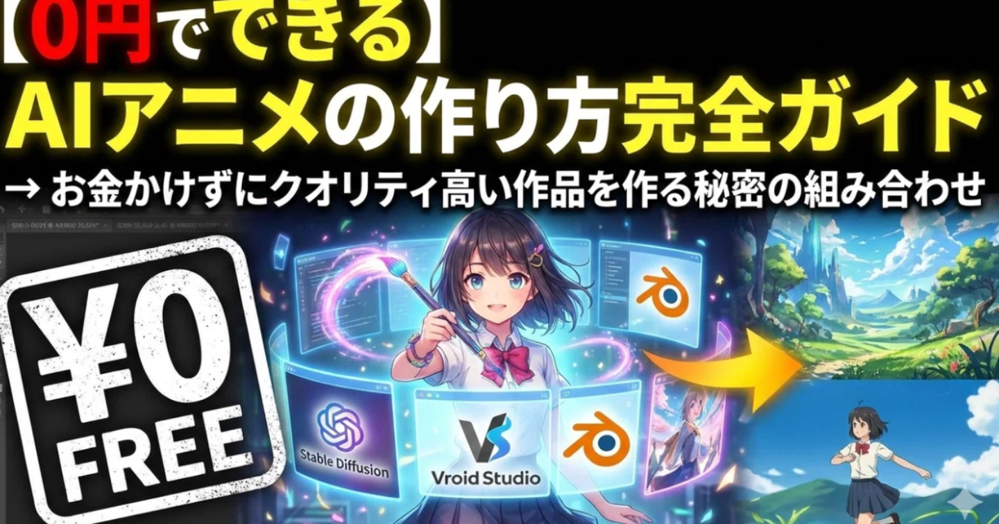 【0円でできる】AIアニメの作り方完全ガイド → お金かけずにクオリティ高い作品を作る秘密の組み合わせ