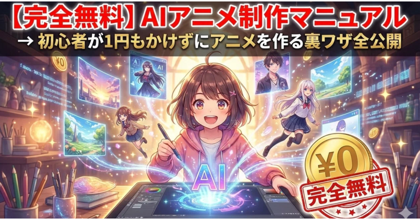 【完全無料】AIアニメ制作マニュアル → 初心者が1円もかけずにアニメを作る裏ワザ全公開