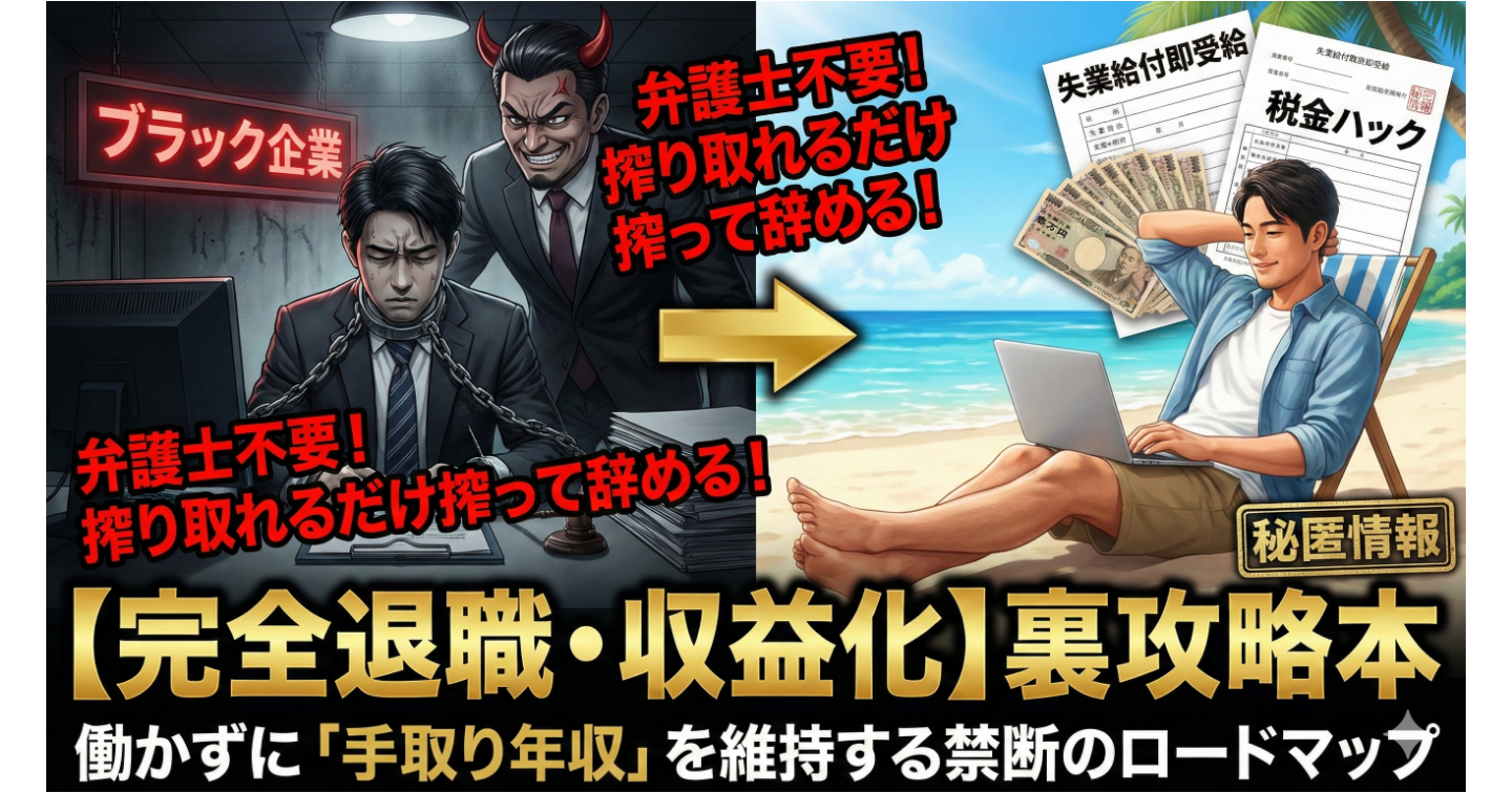 会社への復讐。ブラック企業から搾り取れるだけ搾って辞める「完全退職・収益化」ロードマップ