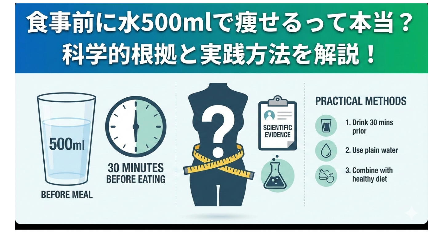 食事前に水500mlで痩せるって本当？科学的根拠と実践方法を解説！