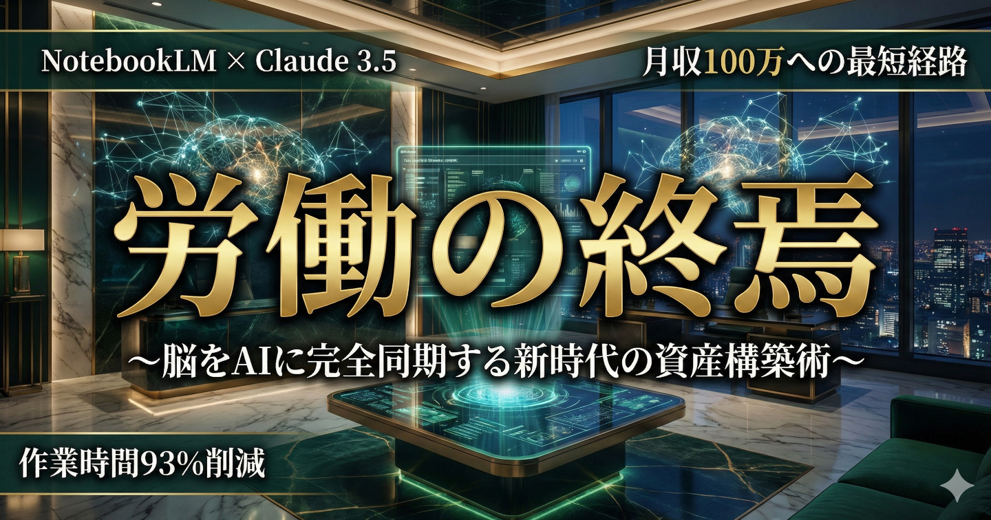 1日15分の「思考同期」で月100万を突破。最新AI「NotebookLM」×「Claude 3.5」一生枯れない『高資産』構築ロードマップ