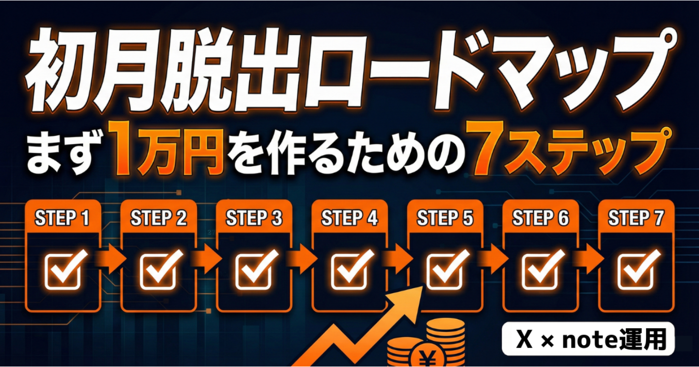 【X×note運用】初月脱出ロードマップ｜まず1万円を作るための7ステップ