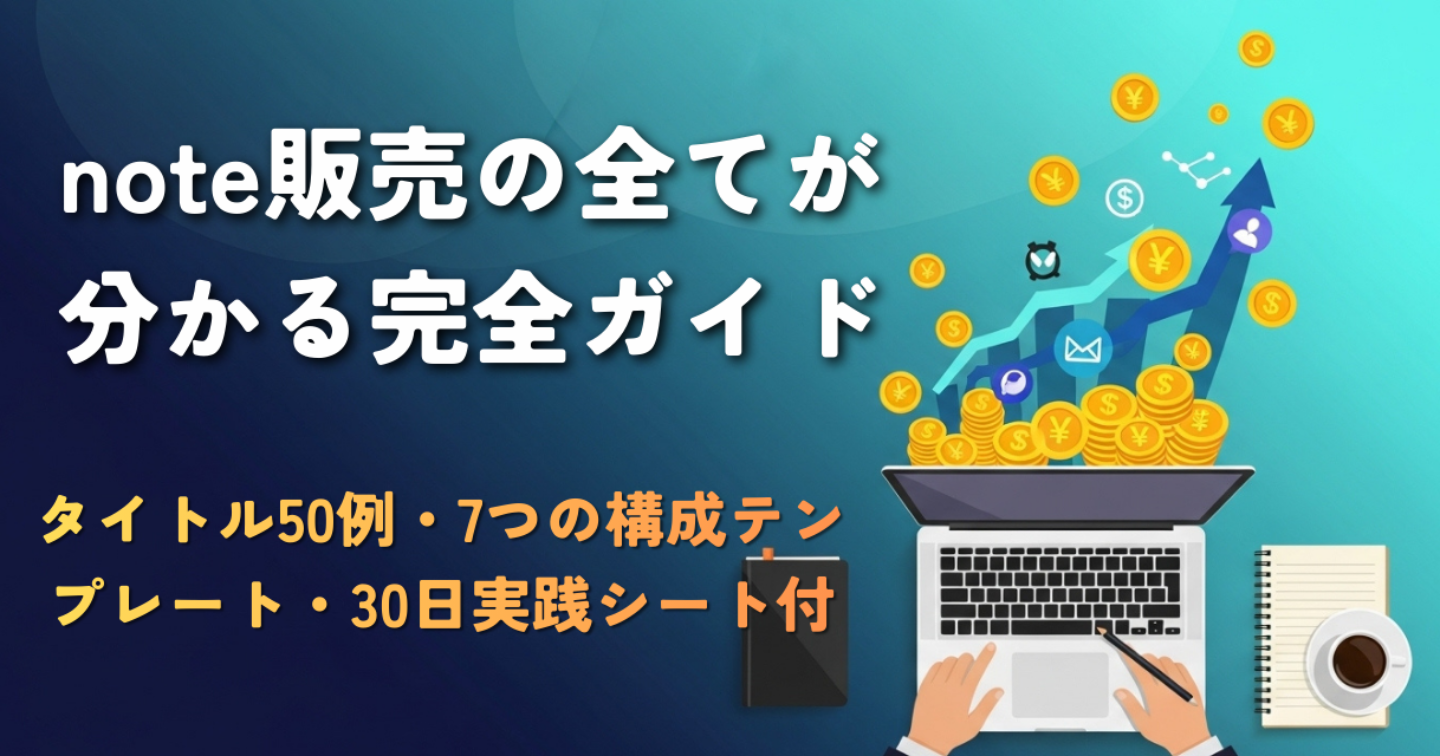 note販売の全てが分かる完全ガイド:タイトル50例・7つの構成テンプレート・30日実践シート付